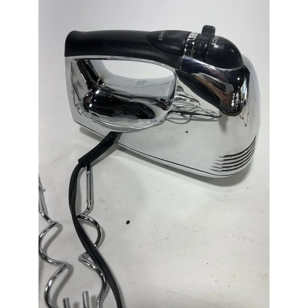 Chefmate Hand Mixer HM3000 200W Chrome w/ Attachments Beaters Dough Hooks